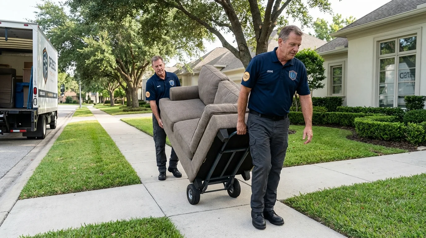 Local residential moving crew loading furniture in Barrackville, WV